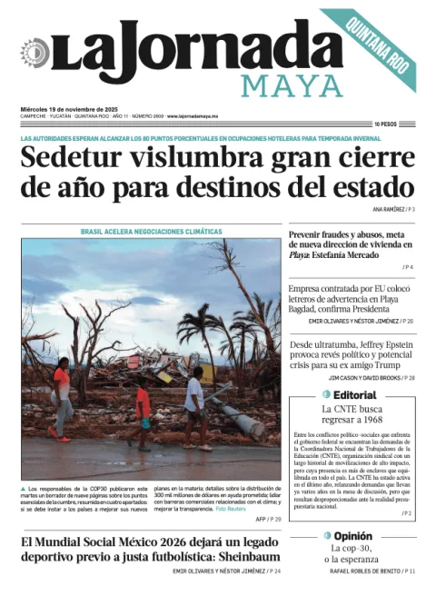 Portada de La Jornada Maya Quintana Roo del miércoles, 19 de noviembre de 2025