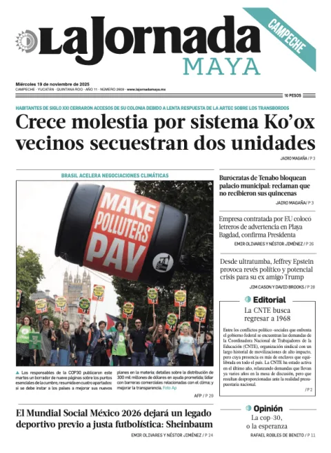 Portada de La Jornada Maya Campeche del miércoles, 19 de noviembre de 2025