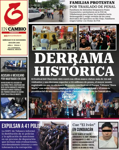 Portada de En Cambio - Tabasco (contraportada) del miércoles, 19 de noviembre de 2025