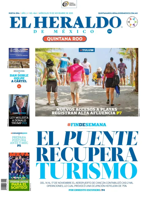 Portada de El Heraldo de Mexico - Quintana Roo