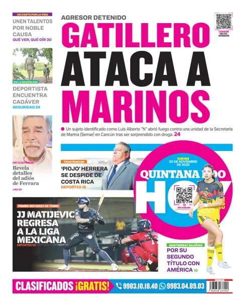 Portada de Quintana Roo Hoy (contraportada)