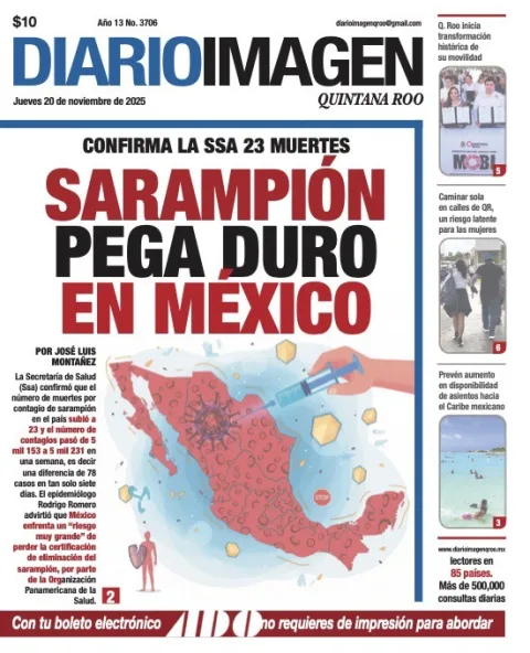 Portada de Diario Imagen Quintana Roo del jueves, 20 de noviembre de 2025