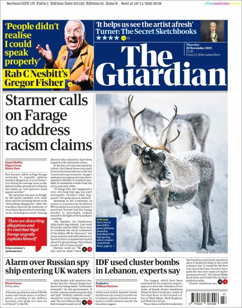 Portada de The Guardian (reino Unido)