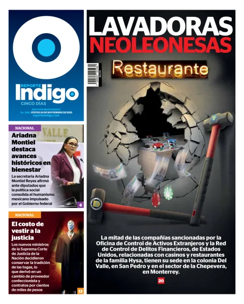 Portada de Reporte Indigo Monterrey del jueves, 20 de noviembre de 2025