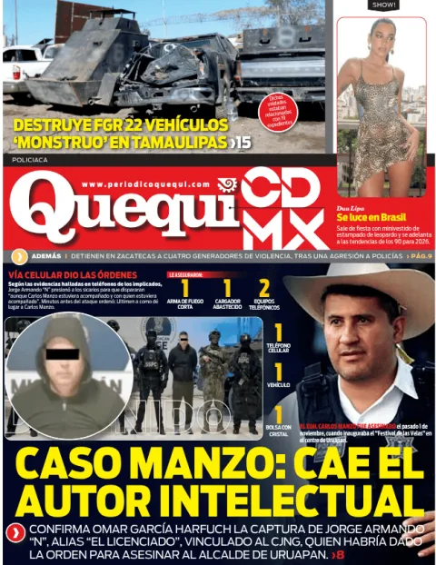 Portada de Quequi CDMX (contraportada) del jueves, 20 de noviembre de 2025