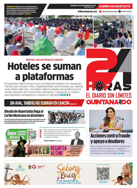 Portada de 24 Horas Quintana Roo