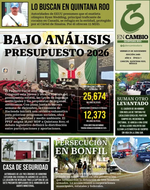 Portada de En Cambio - Quintana Roo (contraportada) del viernes, 21 de noviembre de 2025