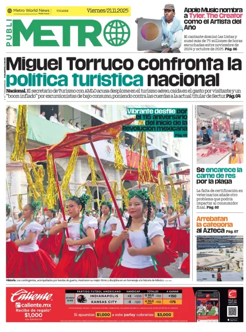 Portada de Publimetro Merida del viernes, 21 de noviembre de 2025
