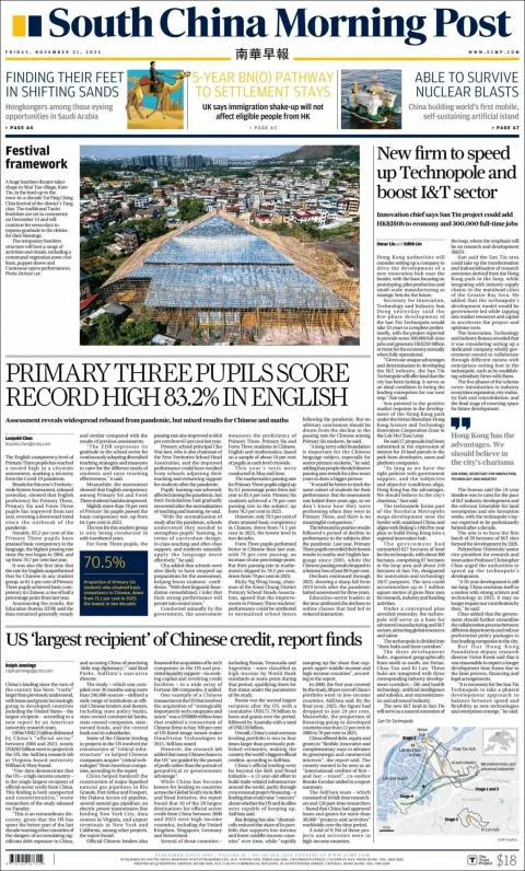 Portada de South China Morning Post del 2025-11-21