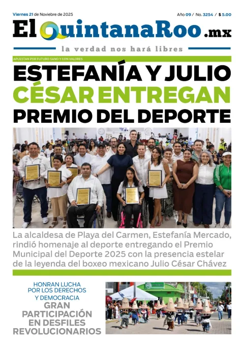 Portada de El Quintana Roo (portada) del viernes, 21 de noviembre de 2025