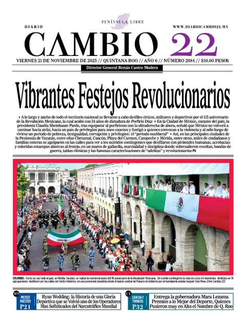 Portada de Diario Cambio 22 (contraportada) del viernes, 21 de noviembre de 2025