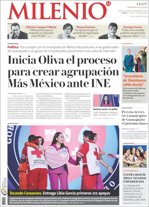 Portada de Milenio Leon del viernes, 21 de noviembre de 2025