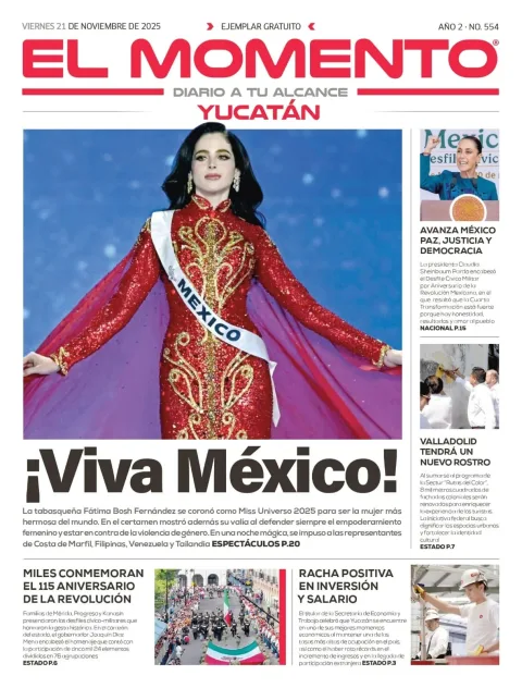 Portada de El Momento Yucatan del viernes, 21 de noviembre de 2025