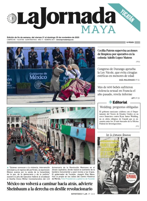 Portada de La Jornada Maya Yucatán del viernes, 21 de noviembre de 2025