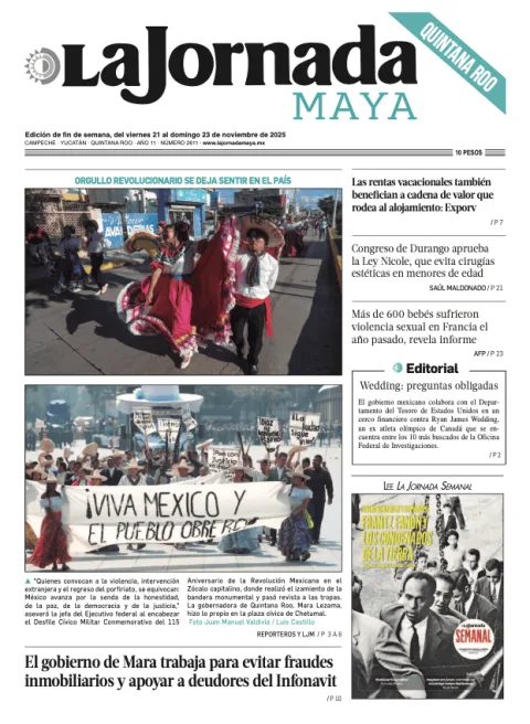 Portada de La Jornada Maya Quintana Roo del viernes, 21 de noviembre de 2025