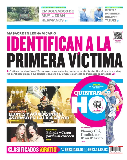 Portada de Quintana Roo Hoy (contraportada)