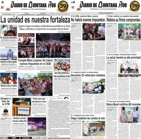 Portada de Diario de Quintana Roo (portada)