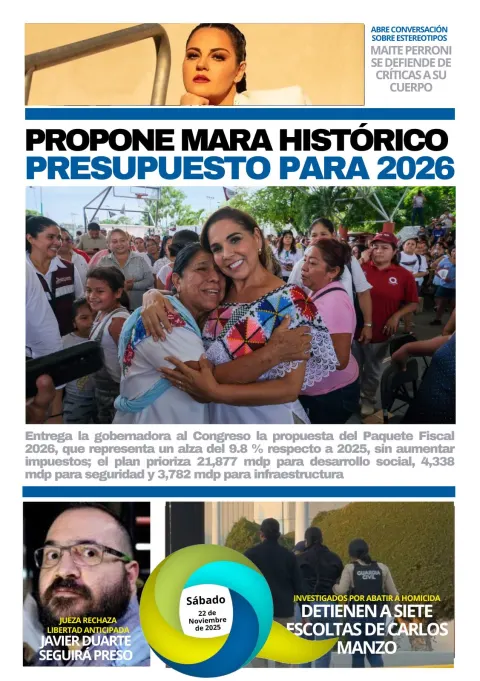 Portada de El Quintana Roo (contraportada) del sábado, 22 de noviembre de 2025