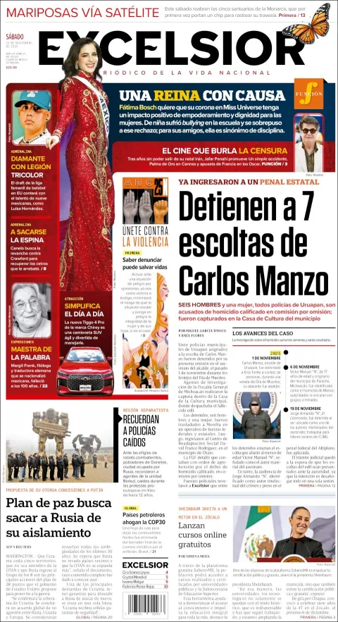 Portada de Excelsior del 2025-11-22