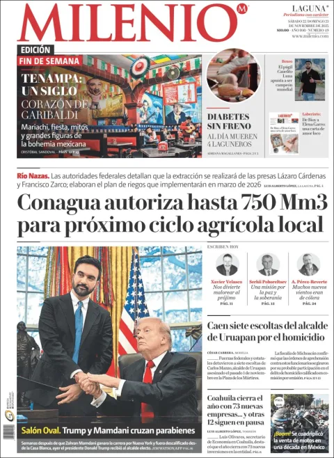 Portada de Milenio Laguna del sábado, 22 de noviembre de 2025