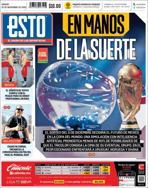 Portada de Esto del sábado, 22 de noviembre de 2025