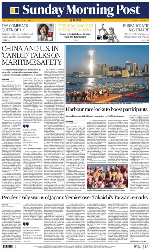 Portada de South China Morning Post del 2025-11-23