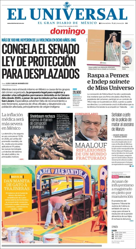 Portada de El Universal