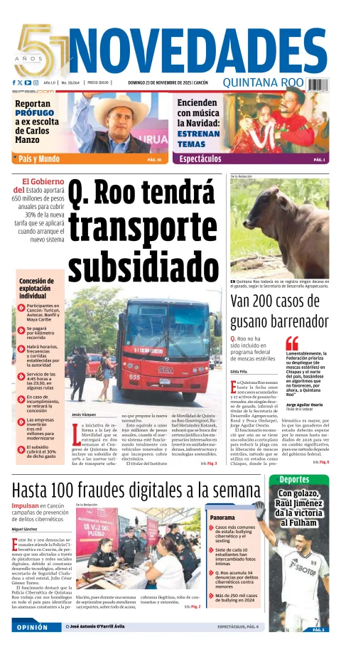 Portada de Novedades Quintana Roo