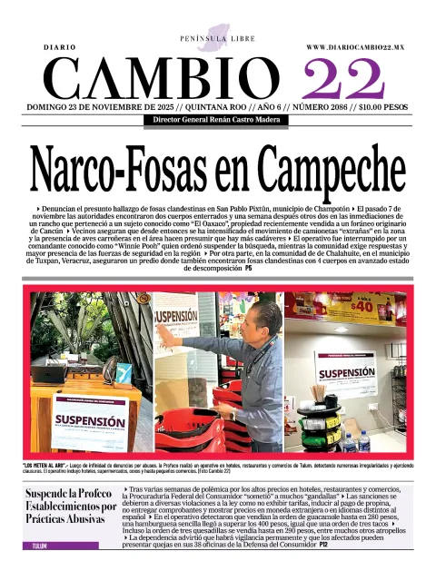 Portada de Diario Cambio 22 (contraportada)