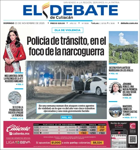 Portada de El Debate de Culiacan