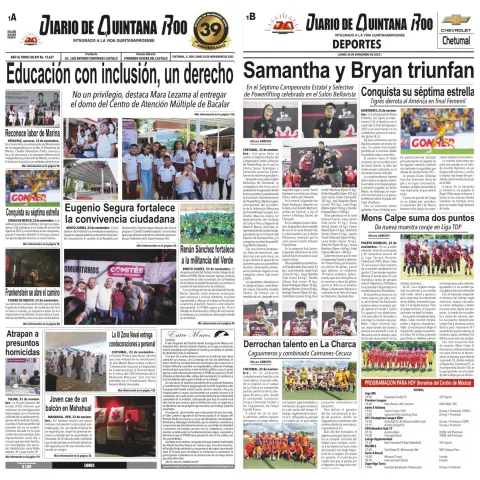 Portada de Diario de Quintana Roo (portada)