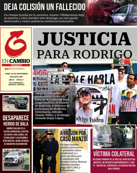 Portada de En Cambio - Tabasco (contraportada) del lunes, 24 de noviembre de 2025