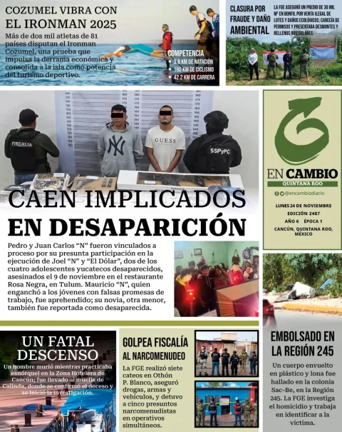 Portada de En Cambio - Quintana Roo (contraportada) del lunes, 24 de noviembre de 2025