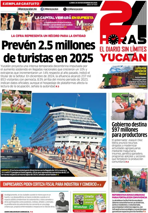 Portada de 24 Horas Yucatan