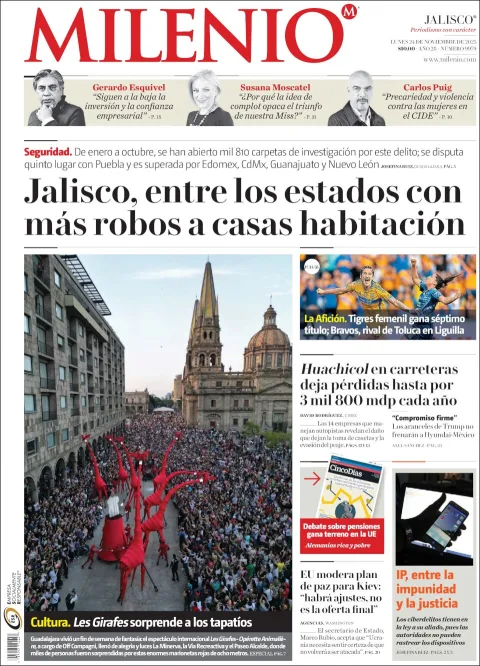 Portada de Milenio Jalisco del lunes, 24 de noviembre de 2025