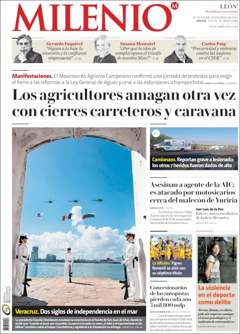 Portada de Milenio Leon del lunes, 24 de noviembre de 2025