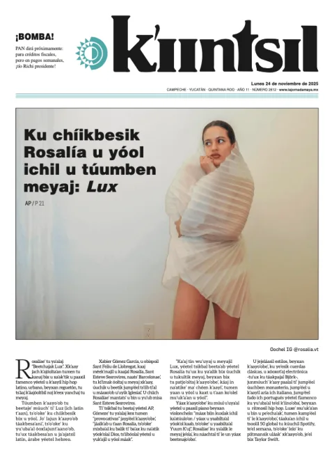 Portada de La Jornada - Kiintsil del lunes, 24 de noviembre de 2025