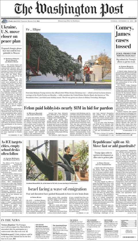 Portada de The Washington Post del martes, 25 de noviembre de 2025