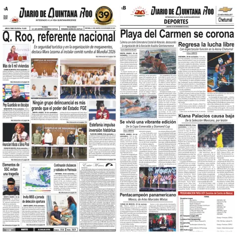 Portada de Diario de Quintana Roo (portada)