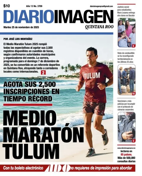 Portada de Diario Imagen Quintana Roo del martes, 25 de noviembre de 2025