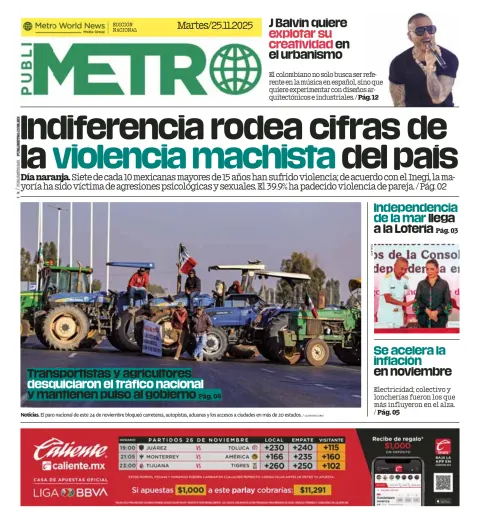 Portada de Publimetro Nacional del 2025-11-25