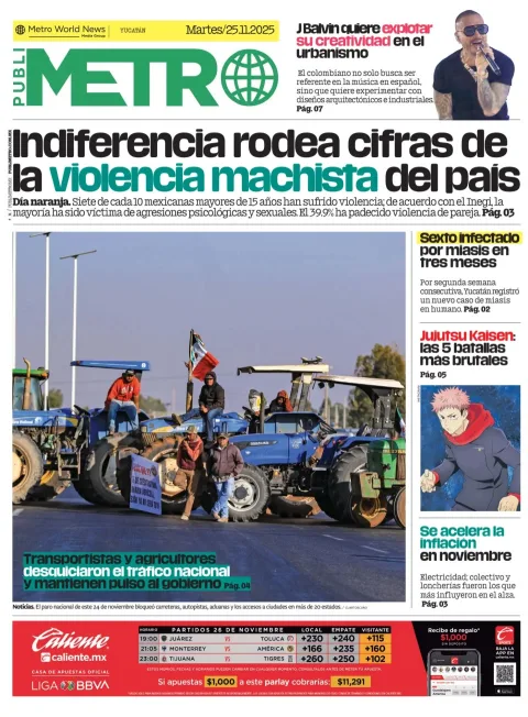 Portada de Publimetro Merida del martes, 25 de noviembre de 2025