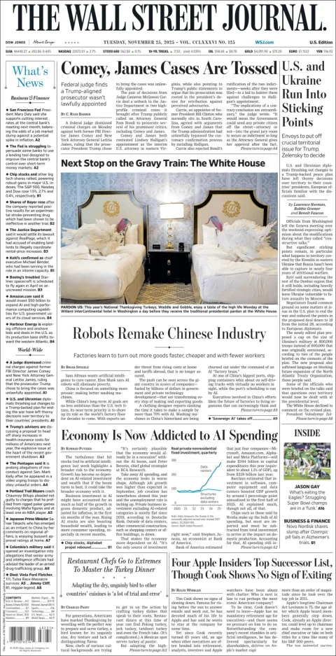 Portada de The Wall Street Journal