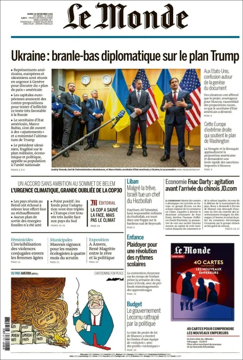 Portada de Le Monde del martes, 25 de noviembre de 2025