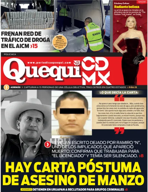 Portada de Quequi CDMX (contraportada) del viernes, 21 de marzo de 2025