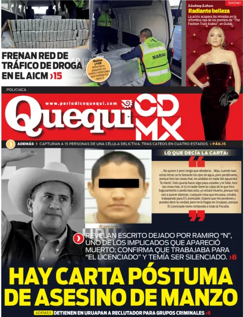 Portada de Quequi CDMX (contraportada) del viernes, 21 de noviembre de 2025