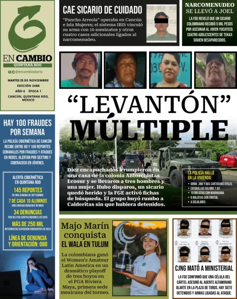 Portada de En Cambio - Quintana Roo (contraportada) del martes, 25 de noviembre de 2025