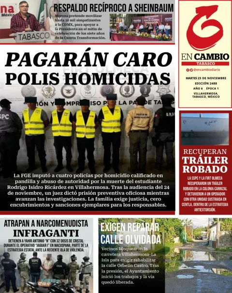Portada de En Cambio - Tabasco (contraportada) del martes, 25 de noviembre de 2025