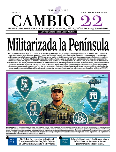 Portada de Diario Cambio 22 (portada) del martes, 25 de noviembre de 2025