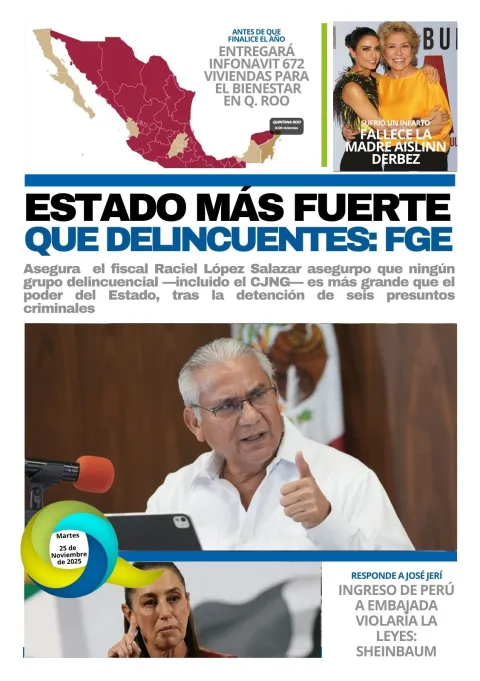 Portada de El Quintana Roo (contraportada) del martes, 25 de noviembre de 2025